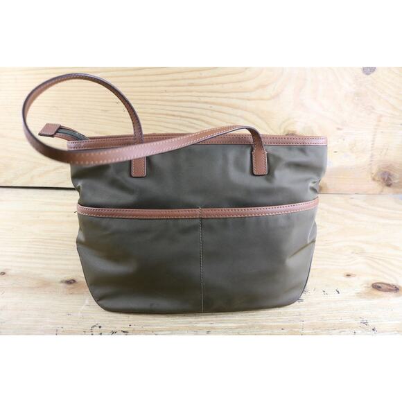 Michael Kors Handbag Kempton Green Brown Tote Shoulder Bag - Picture 2 of 9